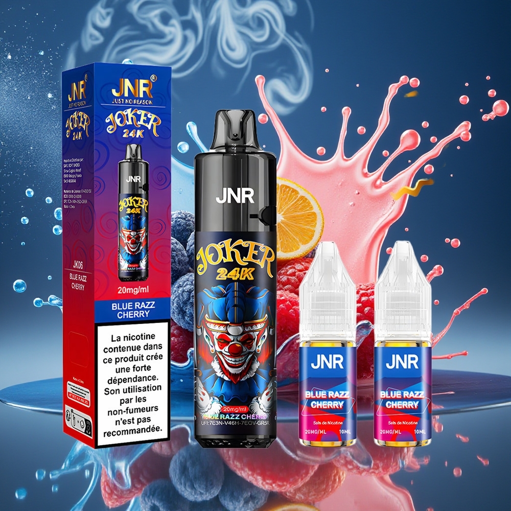 JNR Joker 24K Puffs Grossister Sverige – 800mAh Batteri 2+10ml Fyllbar Pod Sidofyllning Synlig E-vätskenivå Typ-C Laddning