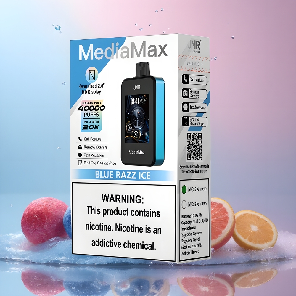JNR MediaMax 40000 Puffs grossister Sverige med 21mL e-vätska 1000mAh batteri  Type-C Quick Charge