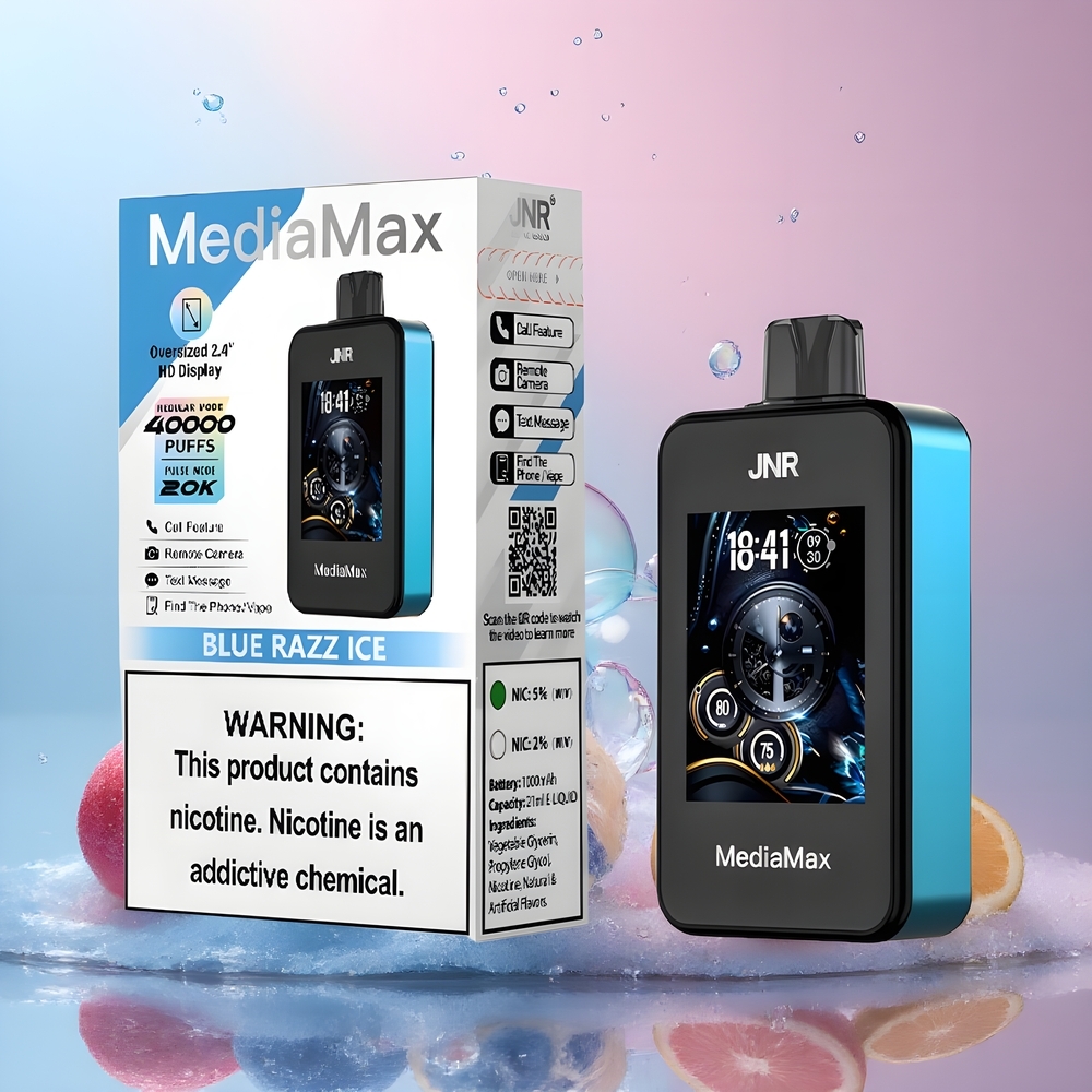 JNR MediaMax 40000 Puffs grossister Sverige med 21mL e-vätska 1000mAh batteri  Type-C Quick Charge