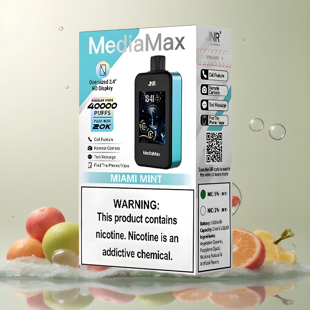 JNR MediaMax 40000 Puffs grossister Sverige med 21mL e-vätska 1000mAh batteri  Type-C Quick Charge
