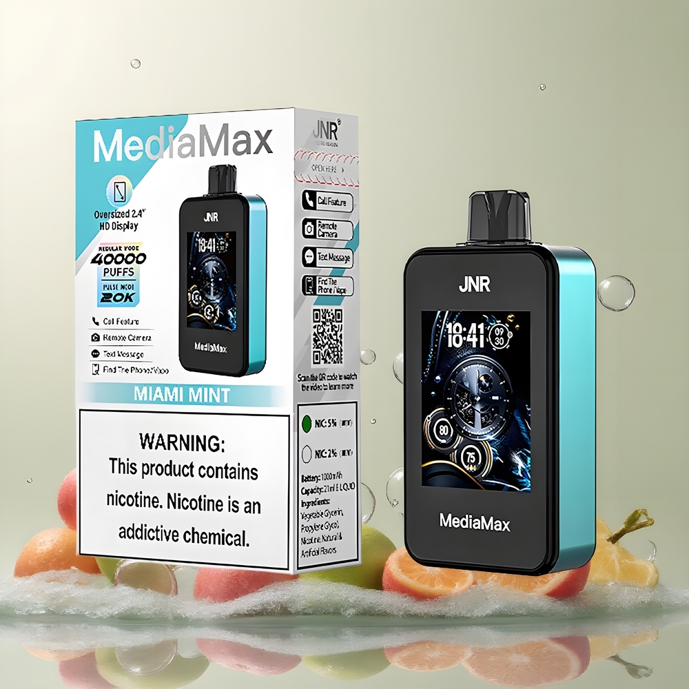JNR MediaMax 40000 Puffs grossister Sverige med 21mL e-vätska 1000mAh batteri  Type-C Quick Charge