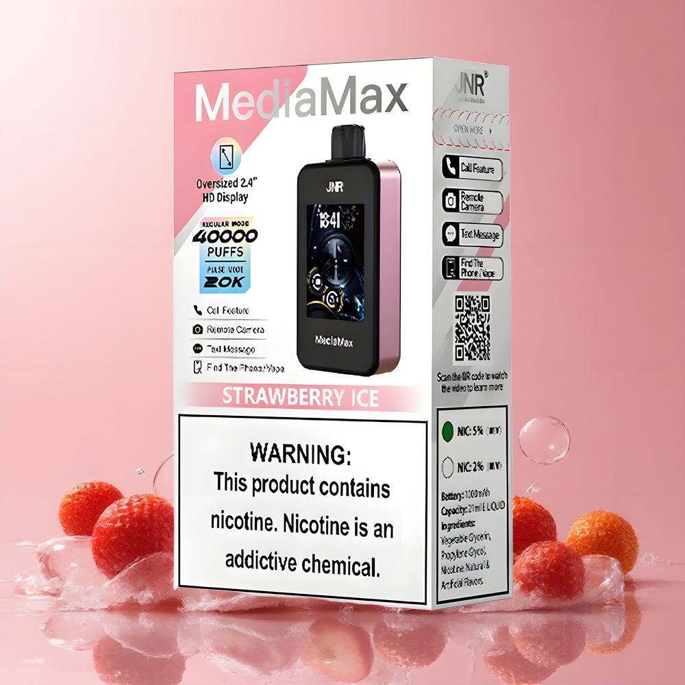 JNR MediaMax 40000 Puffs grossister Sverige med 21mL e-vätska 1000mAh batteri  Type-C Quick Charge