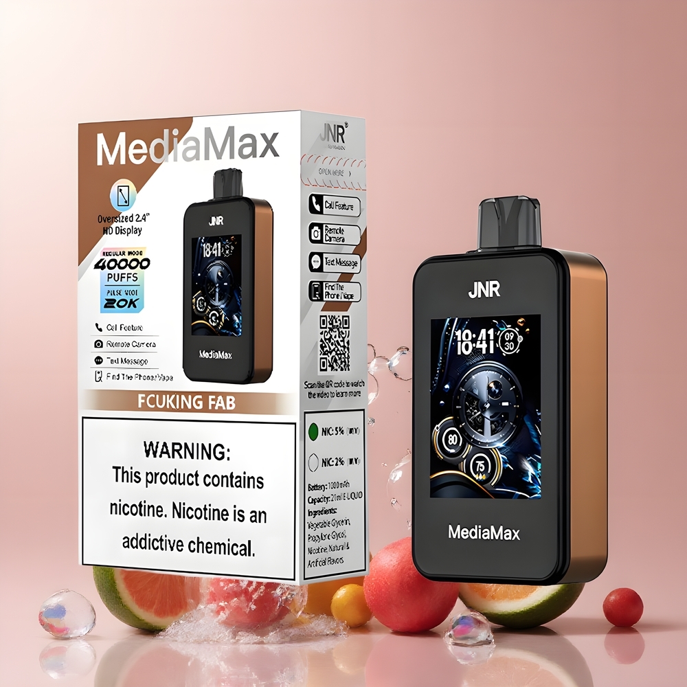 JNR MediaMax 40000 Puffs grossister Sverige – 21mL E-liquid 1000mAh Dual Mesh Coil Type-C Laddning 24\ HD-display