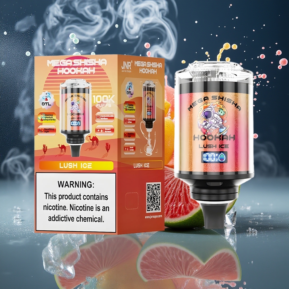 JNR Mega Shisha Hookah Desktop Grossister Sverige med 100000 puffar 60ml e-Liquid 2200mAh  Justerbar Luftflöde