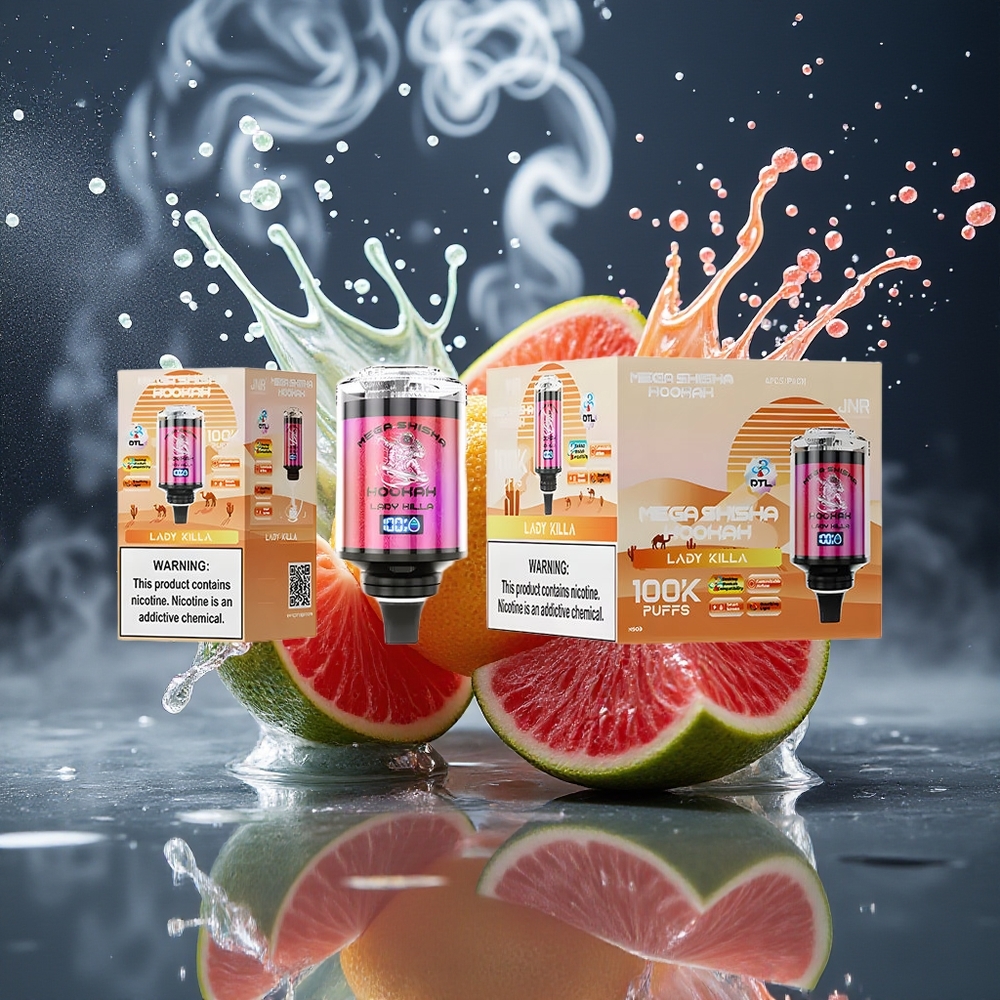 JNR Mega Shisha Hookah Desktop Grossister Sverige med 100000 puffar 60ml e-Liquid 2200mAh  Typ-C laddning