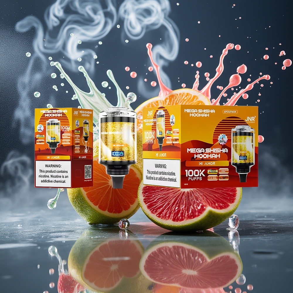 JNR Mega Shisha Hookah Desktop Grossister Sverige med 100000 puffar 60ml e-Liquid 2200mAh batteri och Type-C laddning Mi Amor