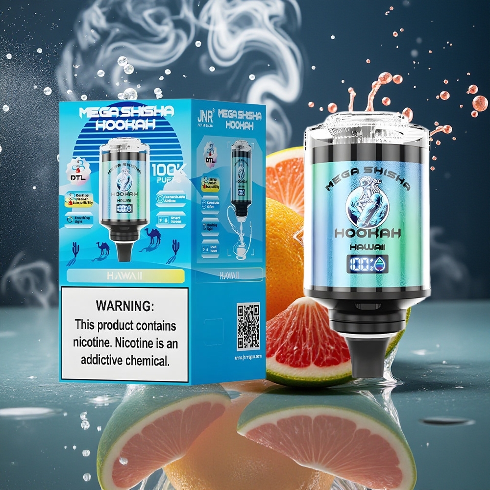 JNR Mega Shisha Hookah Desktop Grossister Sverige med 100000 puffar 60ml e-Liquid Capacity och 2200mAh Batteri