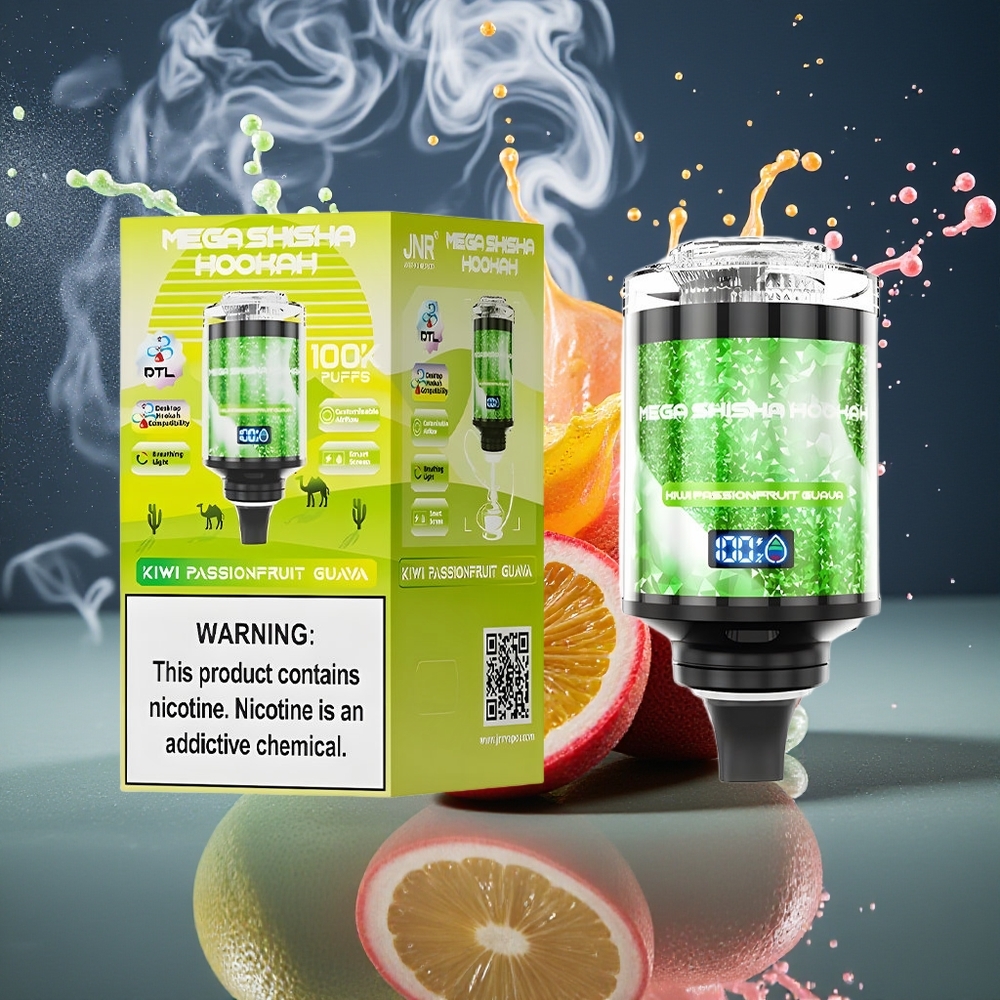 JNR Mega Shisha Hookah Desktop Grossister Sverige – 100000 puffar 60ml e-Liquid 2200mAh Typ-C laddning Justerbar Luftflöde