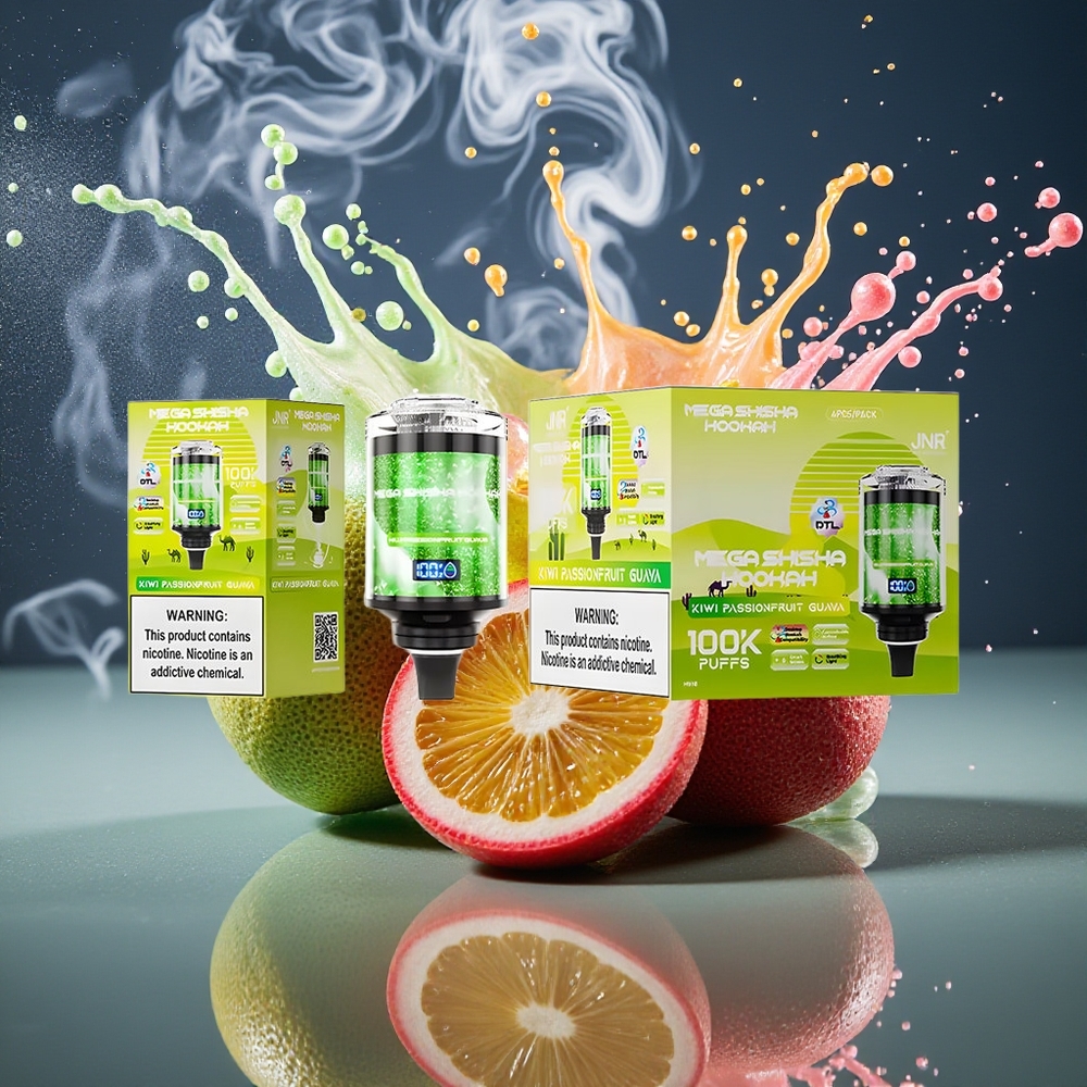 JNR Mega Shisha Hookah Desktop Grossister Sverige – 100000 puffar 60ml e-Liquid 2200mAh Typ-C laddning Justerbar Luftflöde