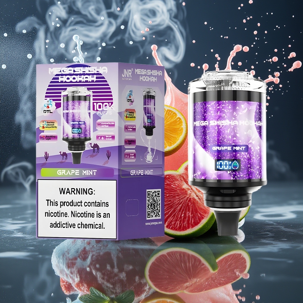 JNR Mega Shisha Hookah Grossister Sverige med 100000 puffar 60ml e-Liquid och 2200mAh batteri