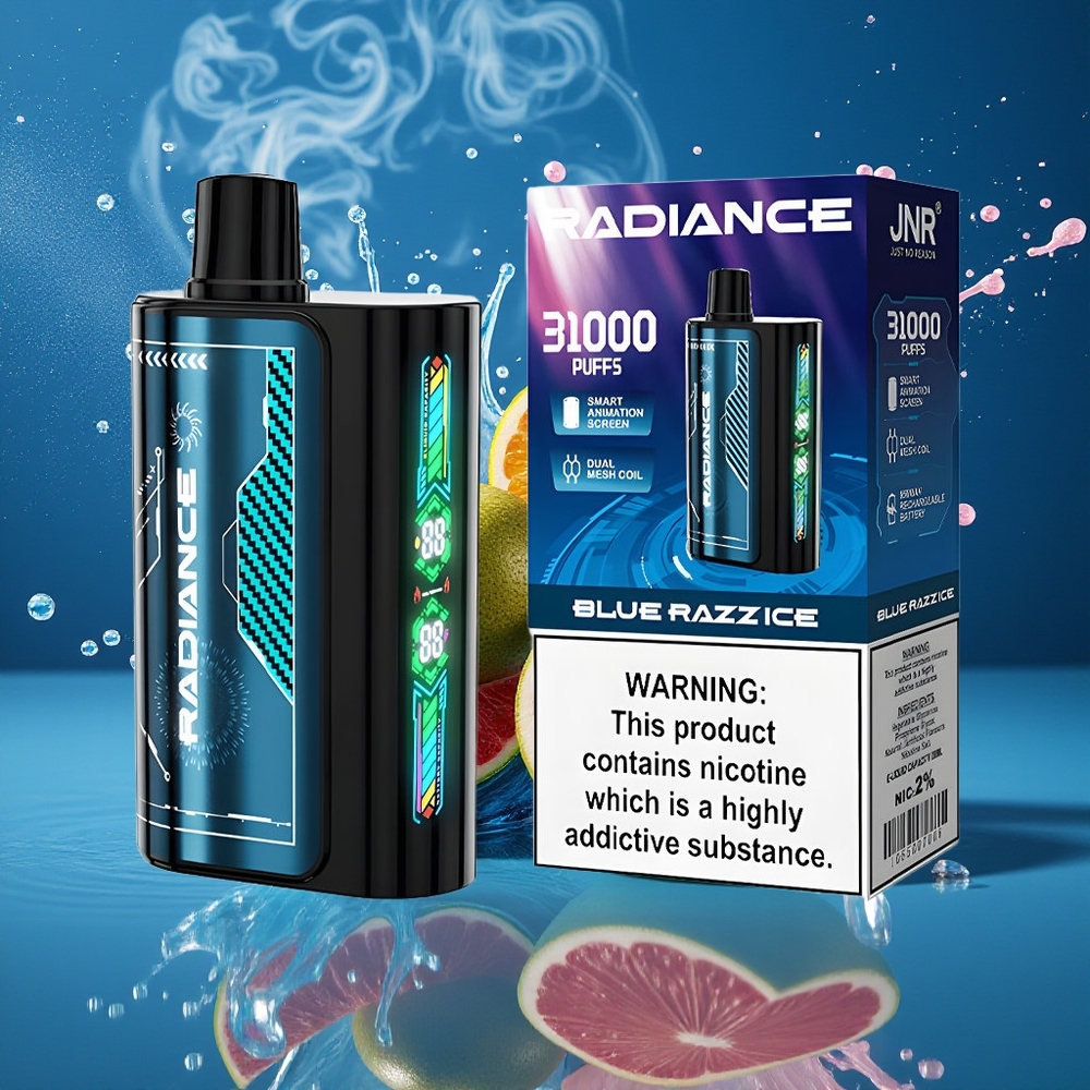 JNR Radiance 31000 Puffs Disposable Vape Grossister Sverige – 28ml E-liquid Smart Animation Screen 950 mAh Batteri