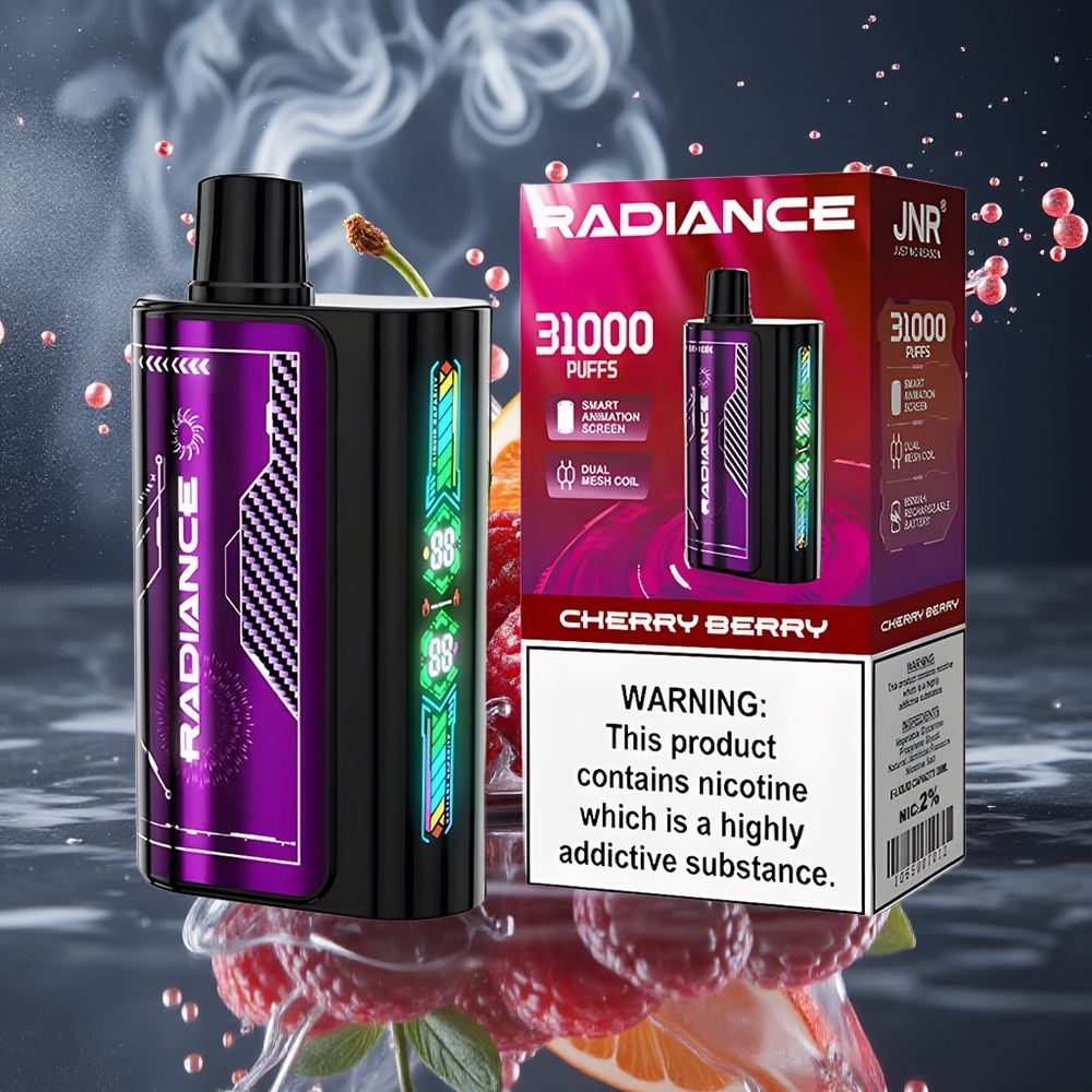 JNR Radiance 31000 Puffs Disposable Vape grossister Sverige – 28ml E-liquid Smart Animation Screen 950 mAh Batteri Typ-C-laddning