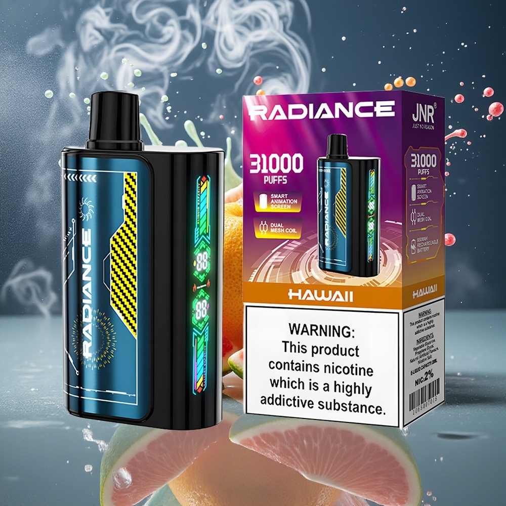 JNR Radiance 31000 Puffs Disposable Vape – 28ml E-liquid Smart Animation Screen 950 mAh Batteri Type-C Laddning Nicotin 2 – grossister Sverige