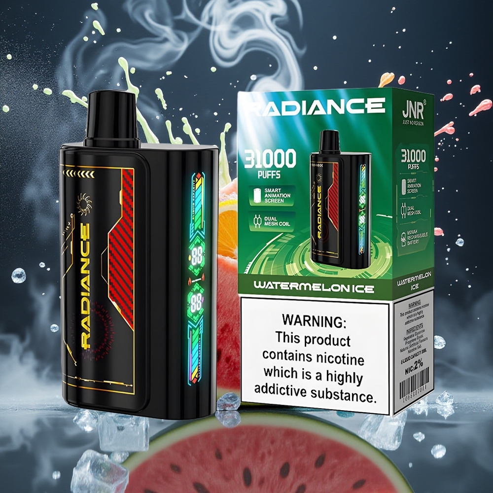 JNR Radiance 31000 Puffs Disposable Vape – 28ml E-liquid Smart Animation Screen Type-C Laddning 2 Nikotin – grossister Sverige