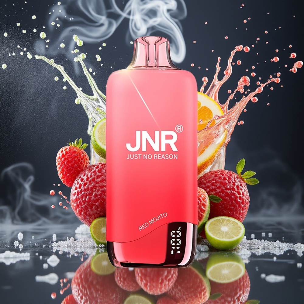 JNR Rainbow 10500 Puffs Disposable Vape Grossister Sverige – 600mAh Batteri 18ml Tank USB-C Batteriindikator Röd Mojito