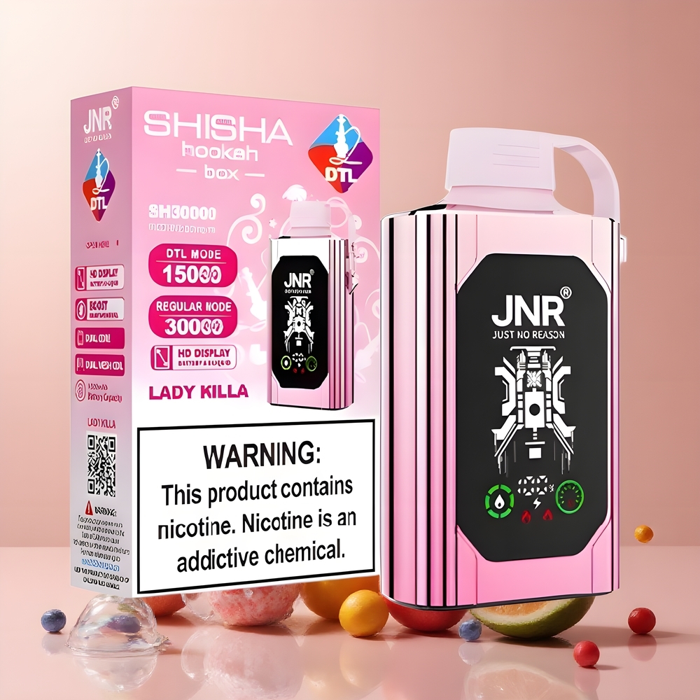 JNR Shisha Hookah Box 20500 Puffs grossister Sverige med HD Display 1000mAh batteri 25ml e-vätska Dual Mesh Coil  Dual Core Type-C Snabbladdning