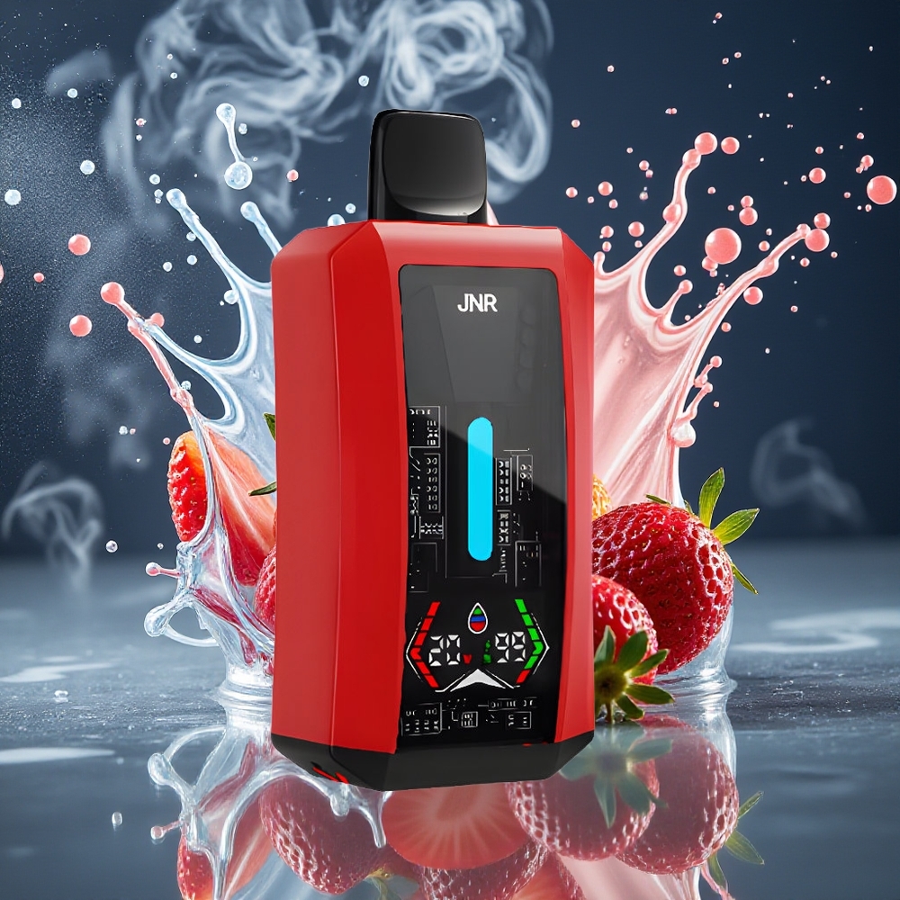 JNR Tank Pro 33000 Puffs 28ml Digital Display Dual Mesh Coil grossister Sverige Jordgubbsglass