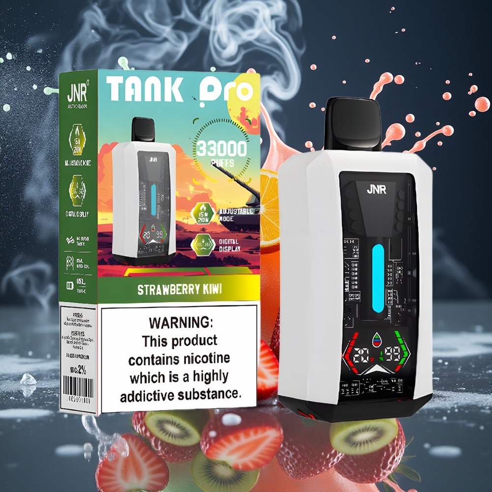 JNR Tank Pro 33000 Puffs 28ml Digital Display Dual Mesh Coil grossister Sverige Jordgubbskiwi