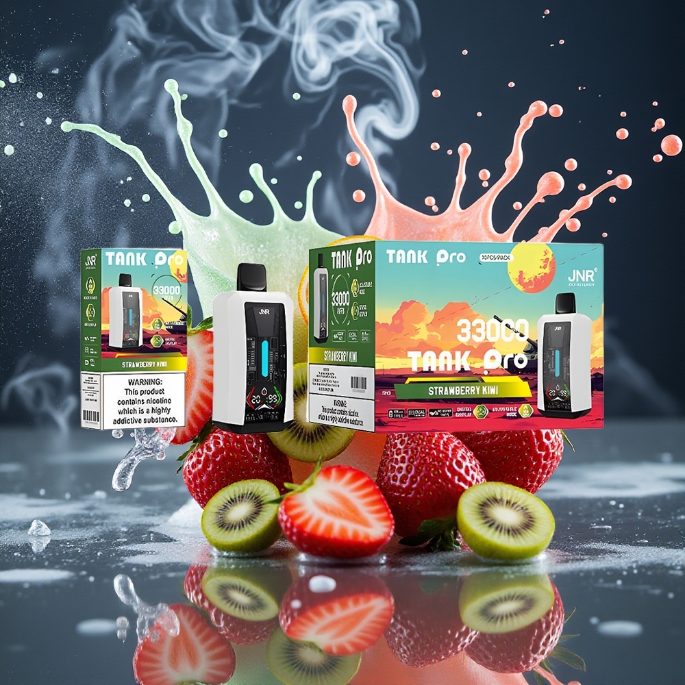 JNR Tank Pro 33000 Puffs 28ml Digital Display Dual Mesh Coil grossister Sverige Jordgubbskiwi