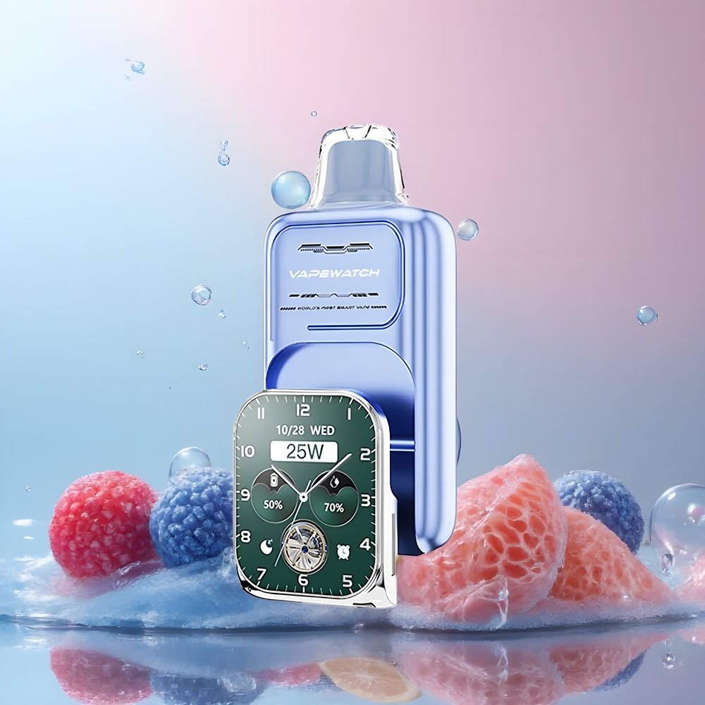 JNR VapeWatch 30000 Puffs Grossister Sverige – 30 000 puff 1000mAh 19mL 5 Nikotin Dual Mesh Coil Type-C Laddning