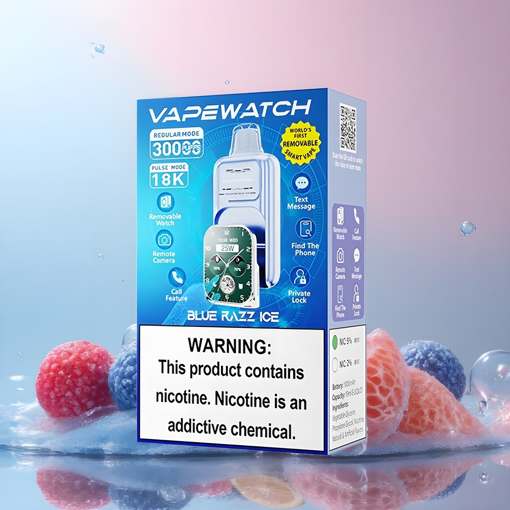 JNR VapeWatch 30000 Puffs Grossister Sverige – 30 000 puff 1000mAh 19mL 5 Nikotin Dual Mesh Coil Type-C Laddning
