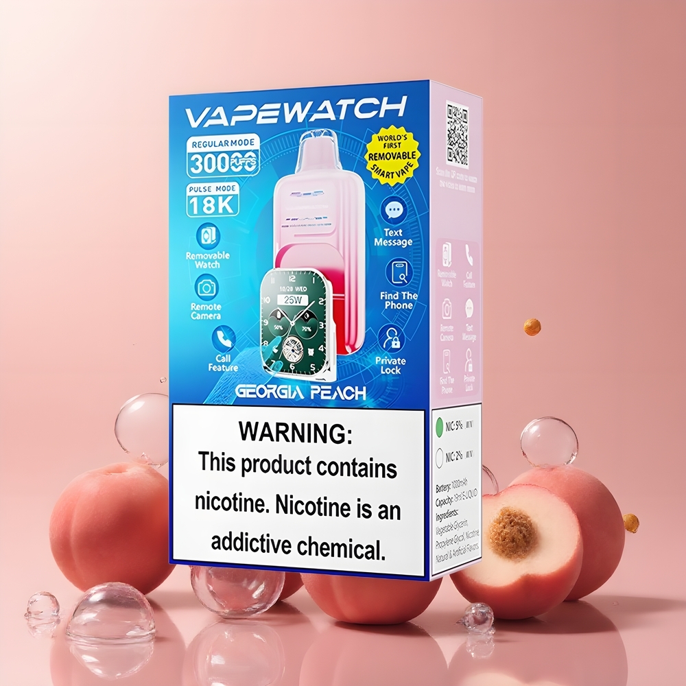 JNR VapeWatch 30000 Puffs Grossister Sverige – 30000 puff 1000mAh 19mL 5 nikotin Dual Mesh Coil Type-C Quick Charge