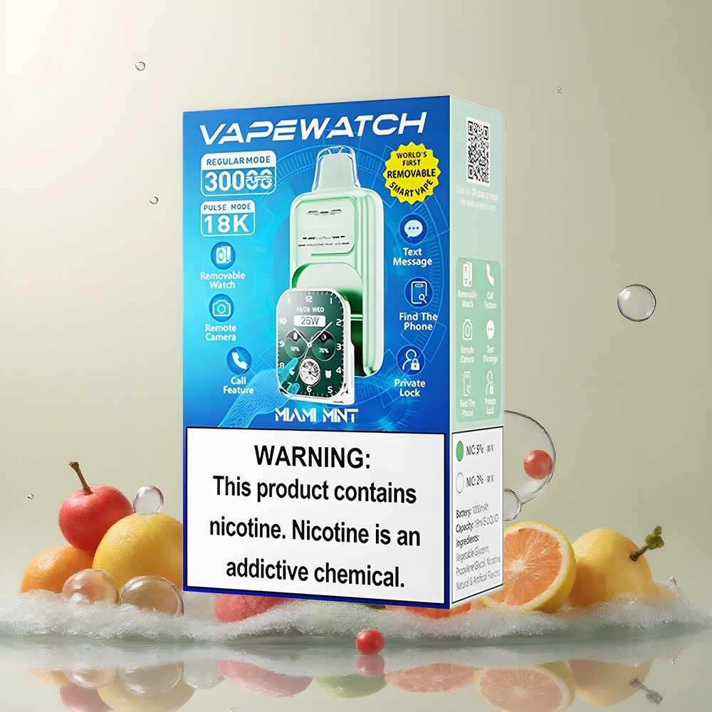 JNR VapeWatch 30000 Puffs Grossister Sverige – 30000 puffar 1000mAh 19mL 5 nikotin Dual Mesh Coil Type-C-laddning