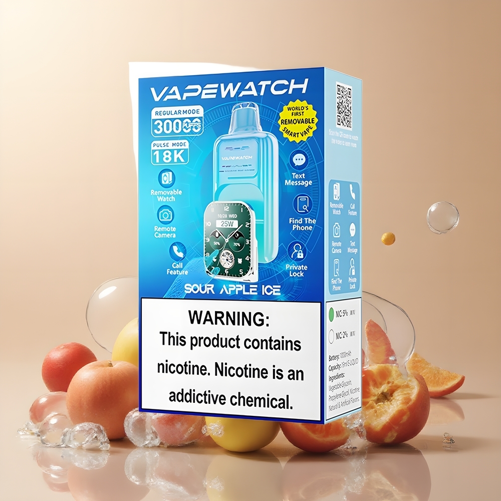 JNR VapeWatch 30000 Puffs Grossister Sverige – 30000 puffar 1000mAh batteri 19mL e-vätska 5 nikotin Dual Mesh Coil Type-C Snabbladdning