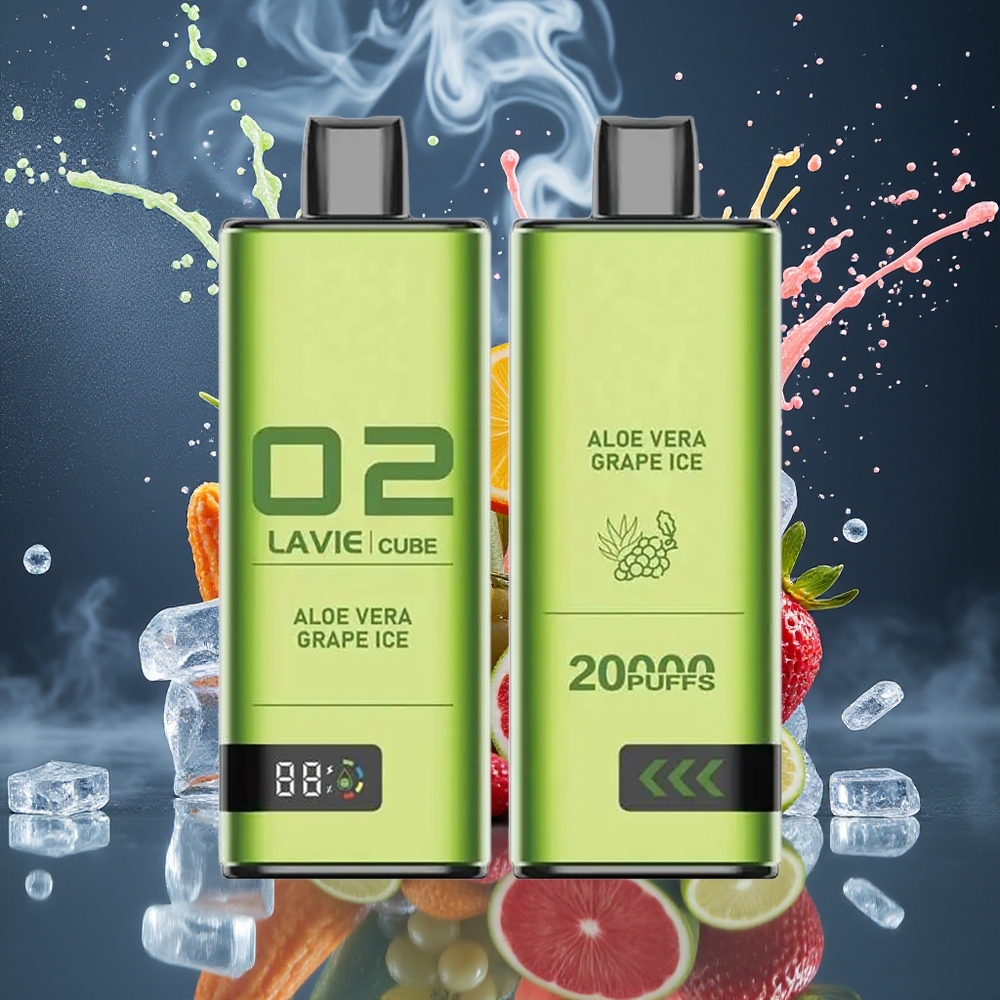Lavie Cube 20000 Puffs 28ML 5 Salt Nicotine Type C Grossister Sverige Aloe Vera Druva Glass