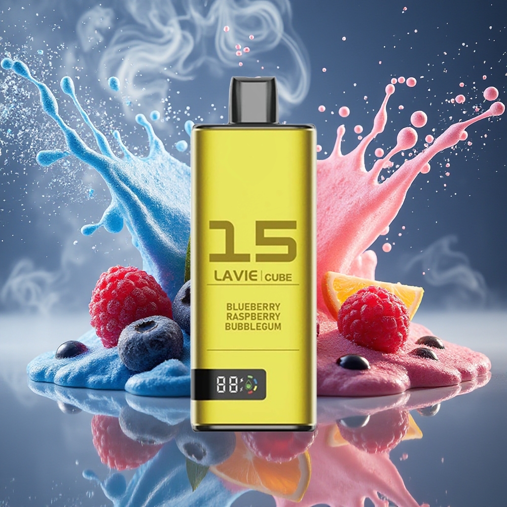 Lavie Cube 20000 Puffs 28ML 5 Salt Nicotine Type C Laddning Disposable Vape grossister Sverige Blåbär Hallon Bubblegum