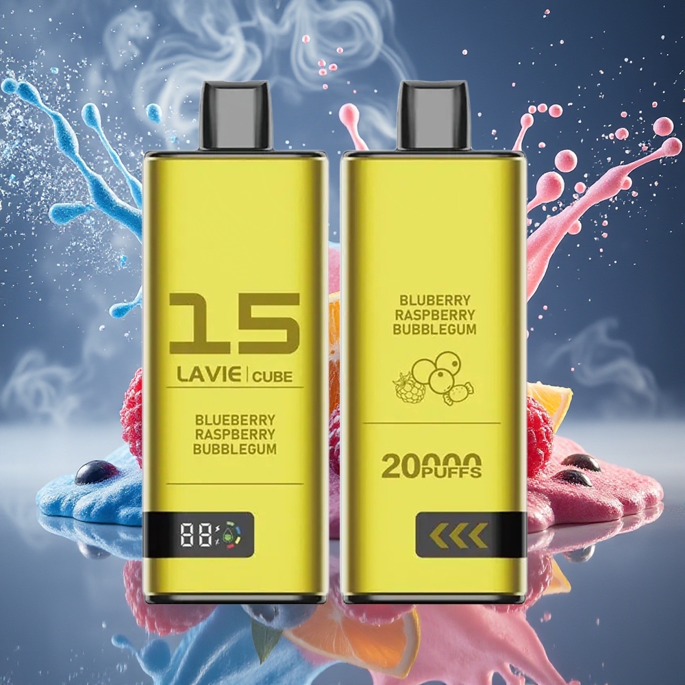 Lavie Cube 20000 Puffs 28ML 5 Salt Nicotine Type C Laddning Disposable Vape grossister Sverige Blåbär Hallon Bubblegum