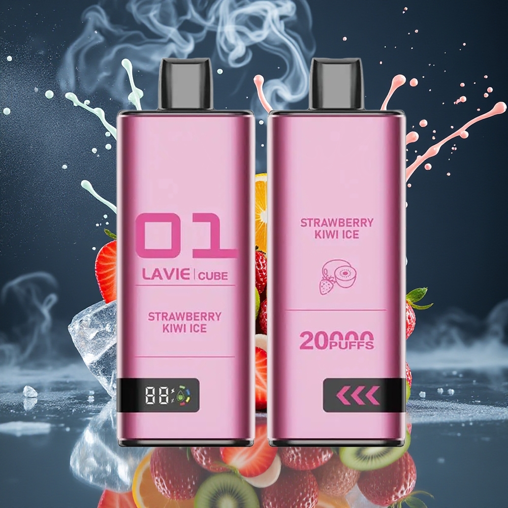Lavie Cube 20000 Puffs Disposable Vape 28ML 5 Salt Nicotine Type C grossister Sverige Jordgubb Kiwi Glass