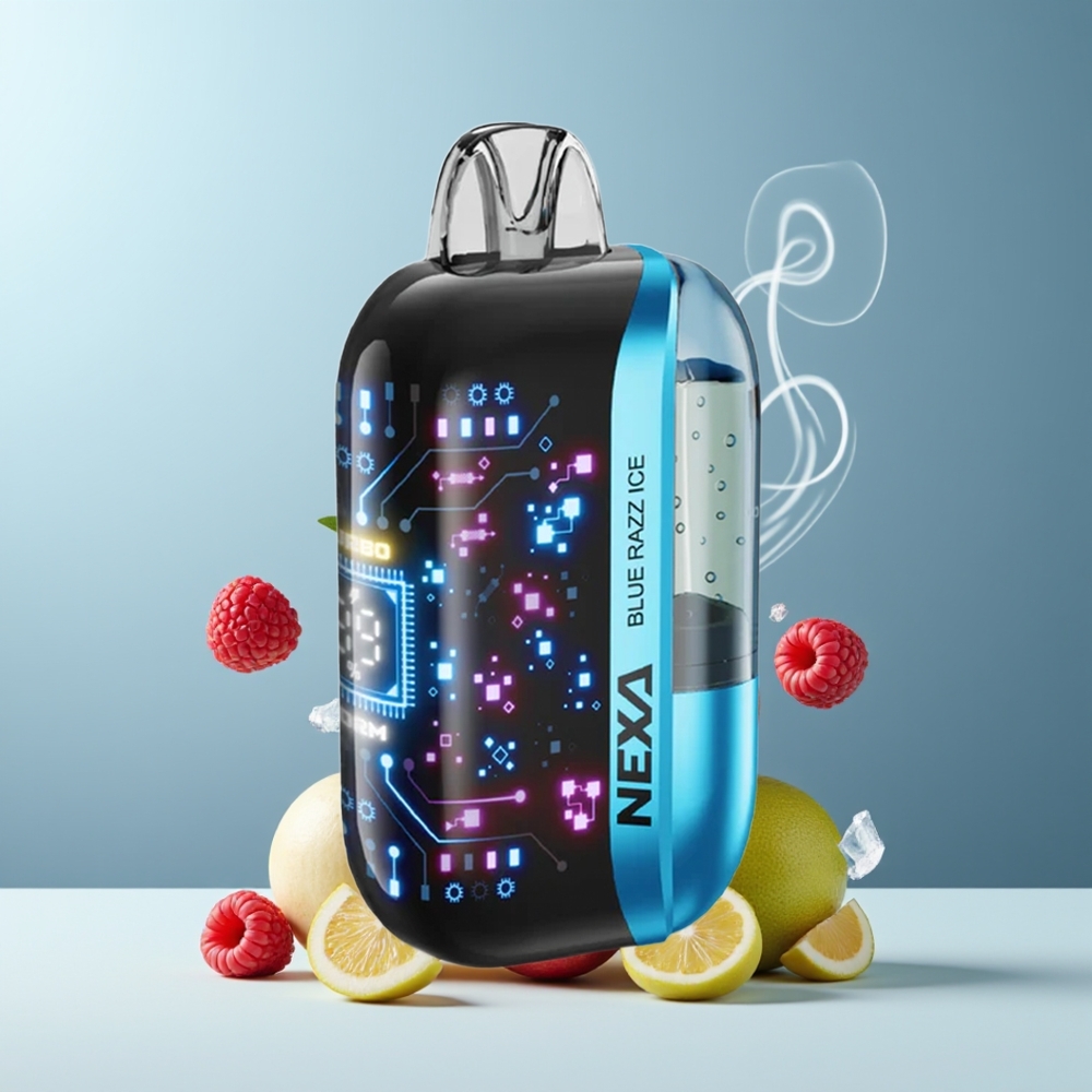 NEXA Ultra 50K Engangs Vape 20ml 50000 Puff 5 Nikotin 09ohm Dual Mesh Coils grossister Sverige Blå Razz-is