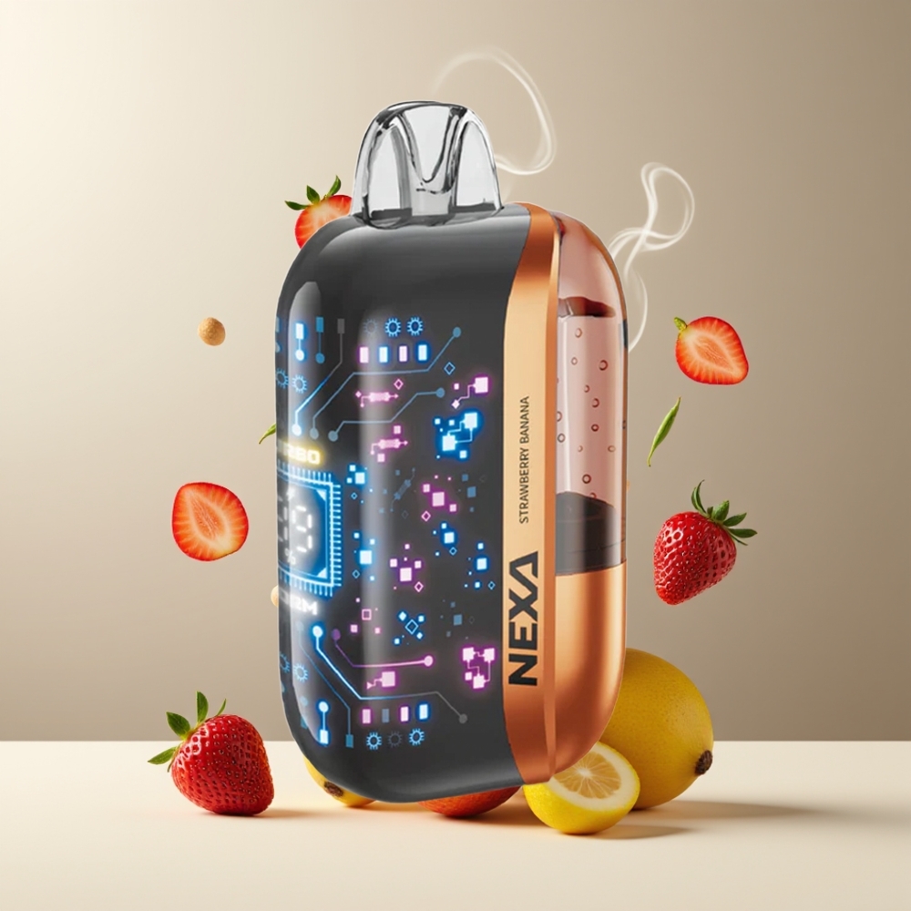 NEXA Ultra 50K Engangs Vape 20ml 50000 Puff 5 Nikotin 09ohm Dual Mesh Coils grossister Sverige Jordbær-banan