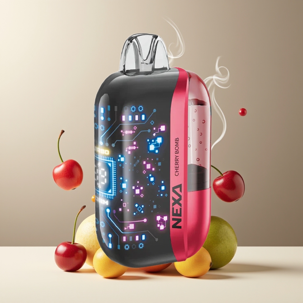 NEXA Ultra 50K Engangs Vape 20ml 50000 Puff 5 Nikotin 09ohm Dual Mesh Coils grossister Sverige Kirsebærbombe