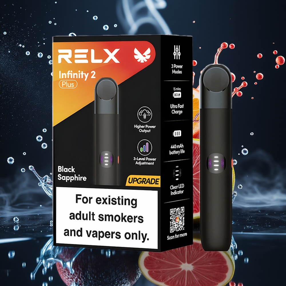 RELX Infinity 2 Plus Device grossister Sverige med 3 inställningsbara lägen 10W maxeffekt och 600 puffar