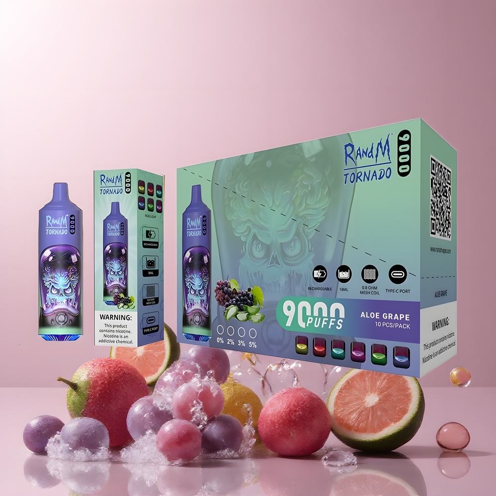 RandM Tornado 9000 Puffs Grossister Sverige med 18 mL E-liquid 850 mAh Batteri och Mesh Coil