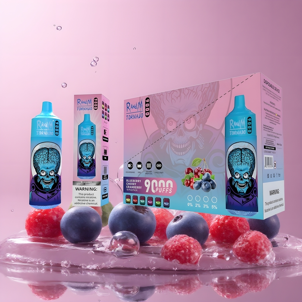 RandM Tornado 9000 Puffs Grossister Sverige med 18 mL E-vätska 850 mAh Batteri och Mesh Coil