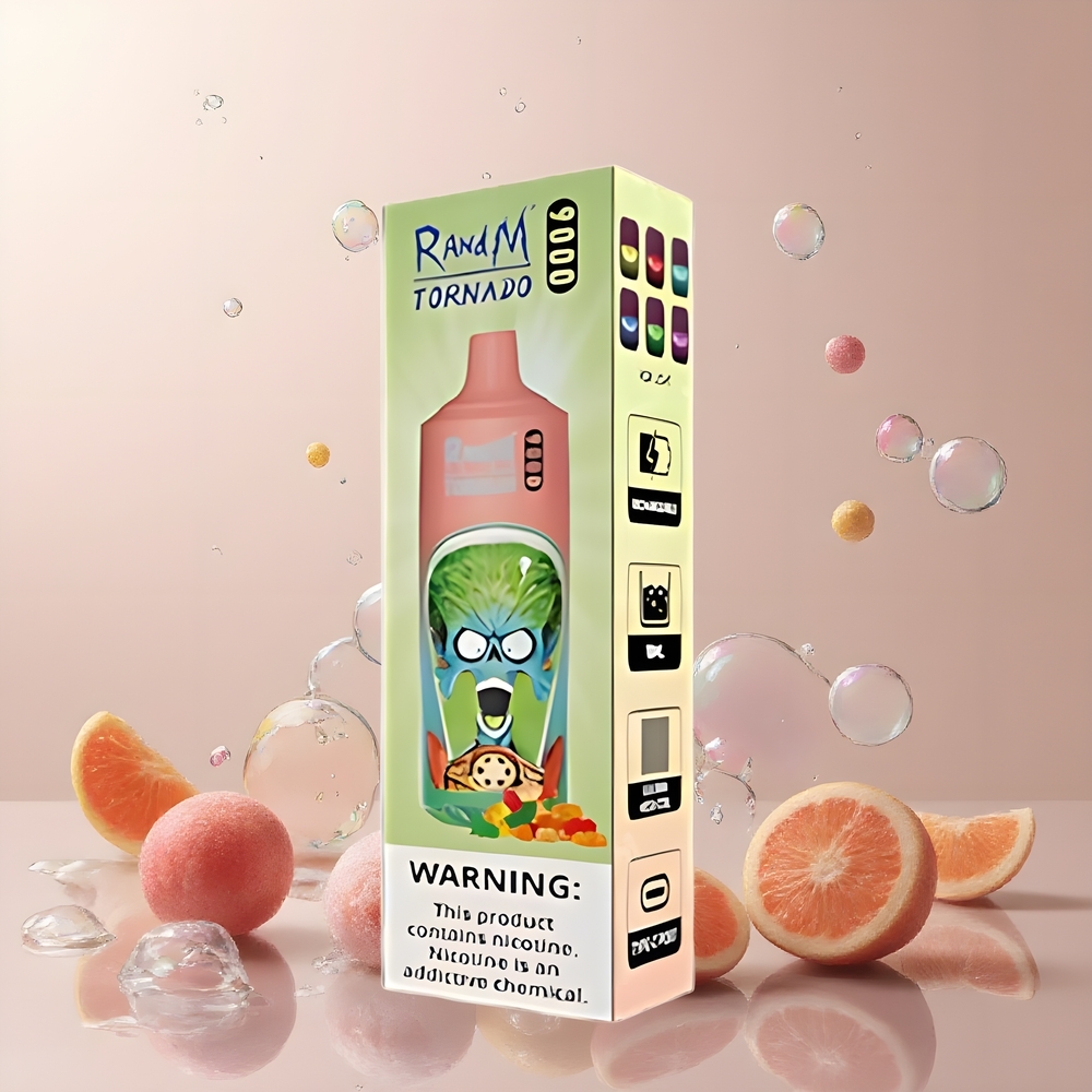 RandM Tornado 9000 Puffs Grossister Sverige – 850 mAh Laddningsbar – 18 mL – Mesh Coil – 54 Smaker – RGB Display