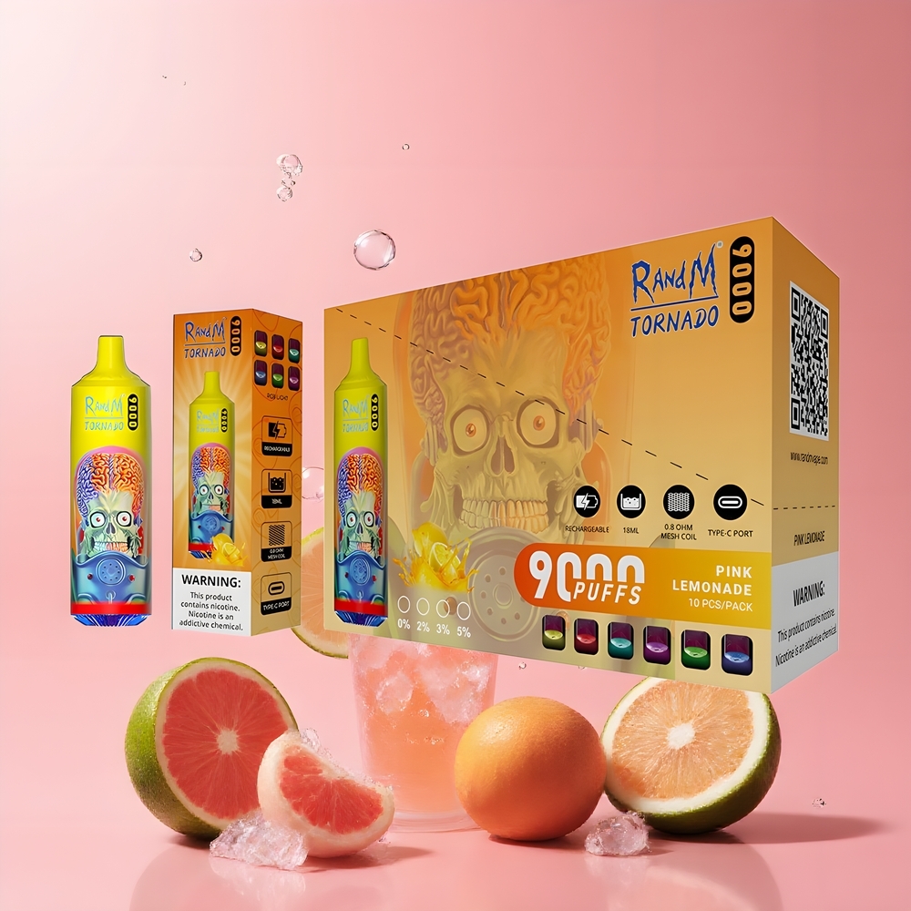 RandM Tornado 9000 Puffs grossister Sverige med 850 mAh Batteri 18 mL E-vätska  Mesh Coil
