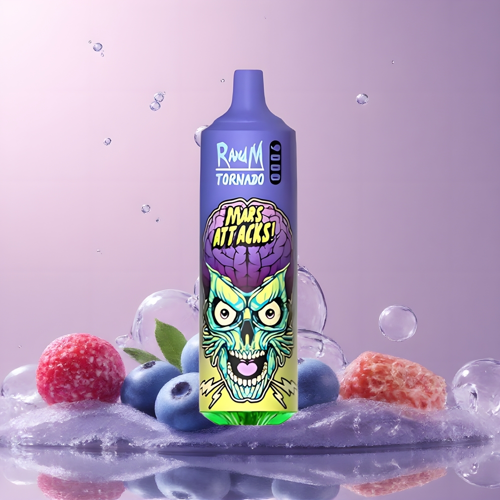 RandM Tornado 9000 Puffs grossister Sverige – 850 mAh 18 mL Mesh Coil RGB Display 54 Smaker Blåbärs-is