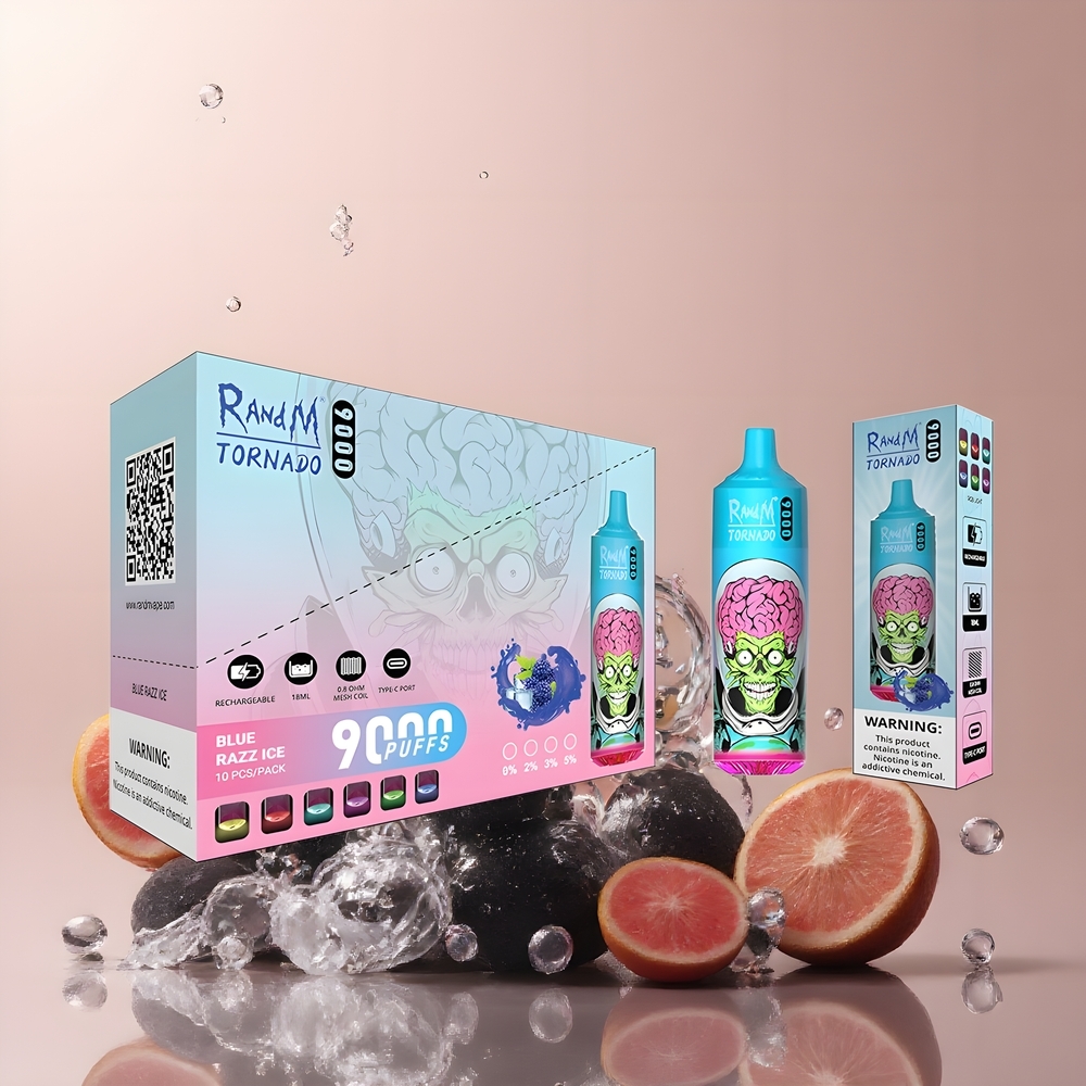 RandM Tornado 9000 Puffs grossister Sverige – 850 mAh Batteri 18 mL E-vätska Mesh Coil 54 Smaker