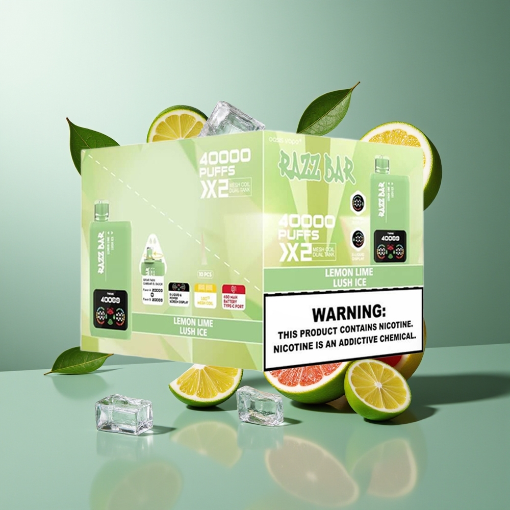 Razz Bar 40000 Puffs Grossister Sverige - Power Screen Display 10Ω 2 Mesh Coil 650 Mah Battery Type-C Port