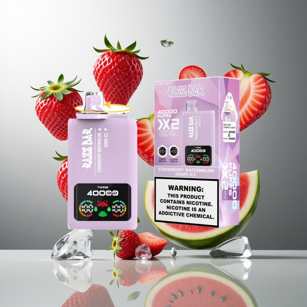 Razz Bar 40000 Puffs Grossister Sverige vape för engångsbruk med Power Screen Display 10Ω 2 Mesh Coil  650 Mah Batteri