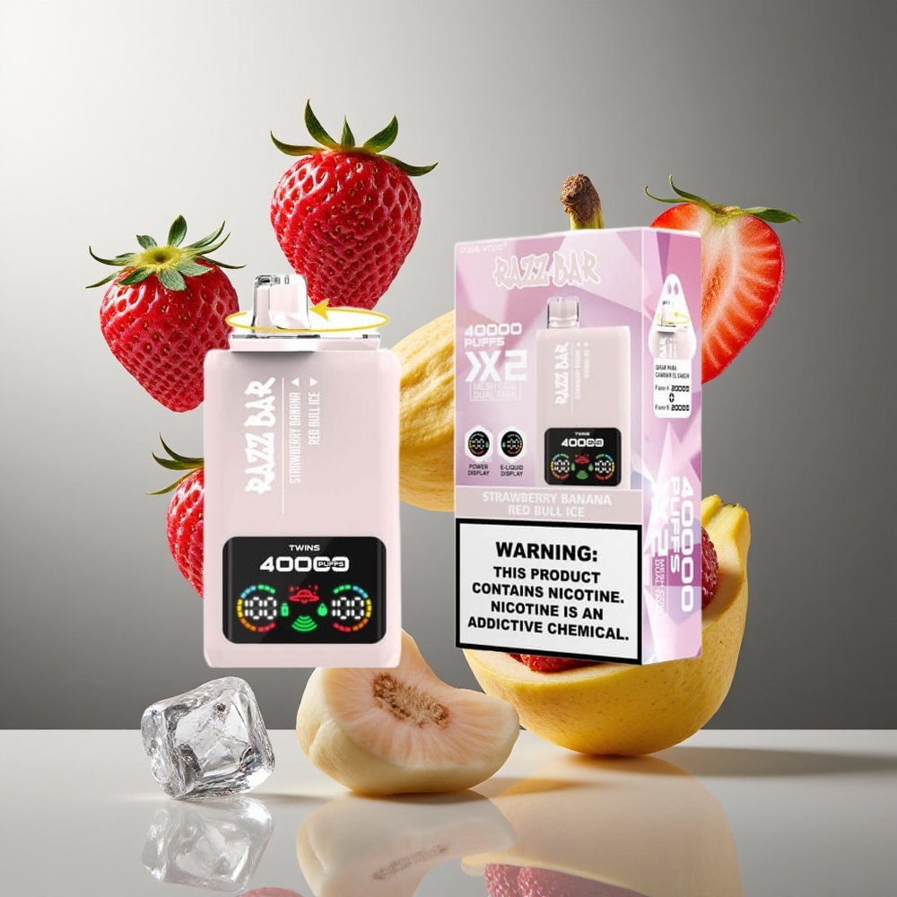 Razz Bar 40000 Puffs Grossister Sverige vape för engångsbruk med Power Screen Display 10Ω 2 Mesh Coil  650 Mah Battery Type-C Port