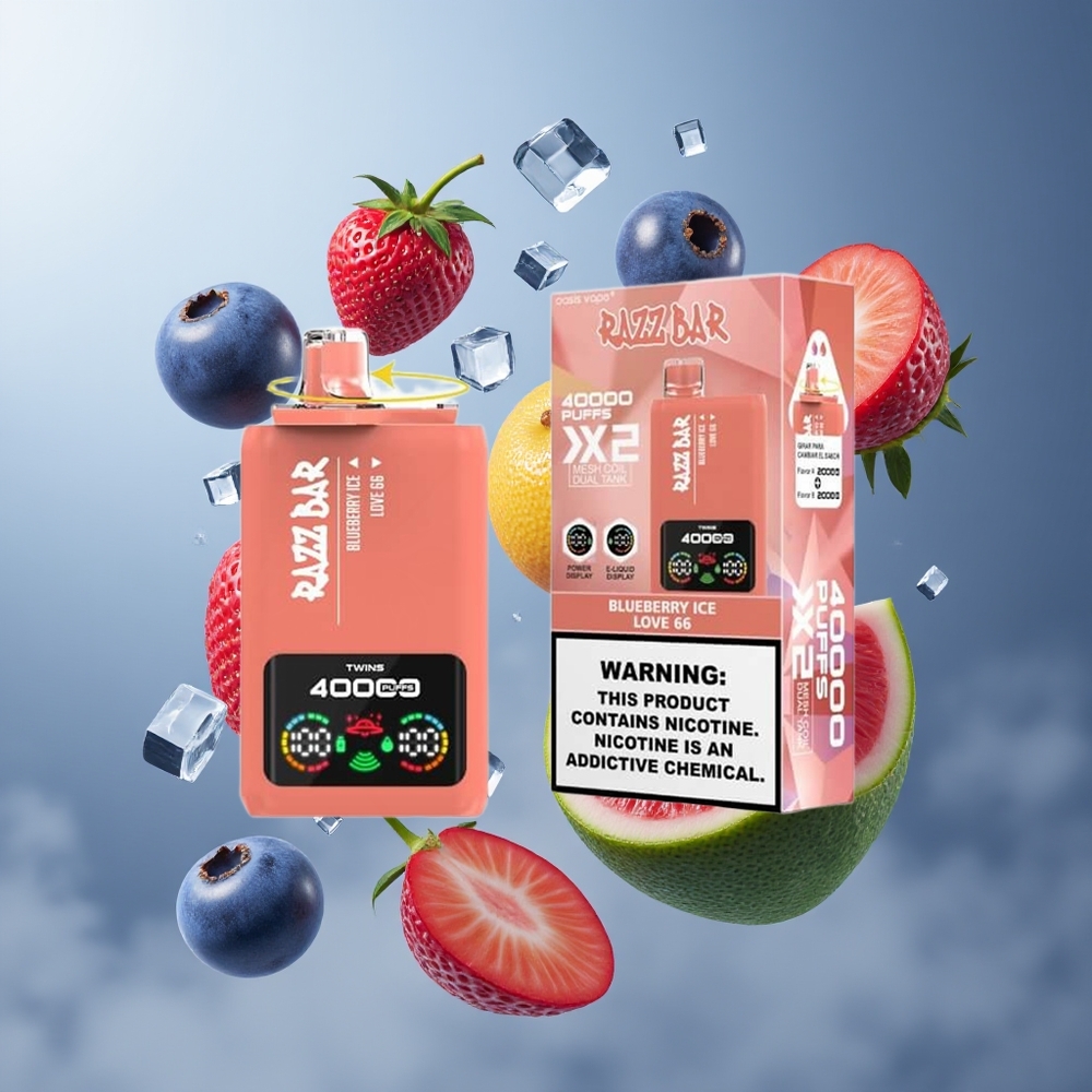 Razz Bar 40000 Puffs vape för engångsbruk Grossister Sverige med Power Screen Display 10Ω 2 Mesh Coil och 650 Mah Batteri