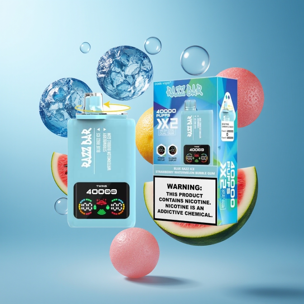 Blå Razzis & Jordgubbe Vattenmelon Bubbelgummi