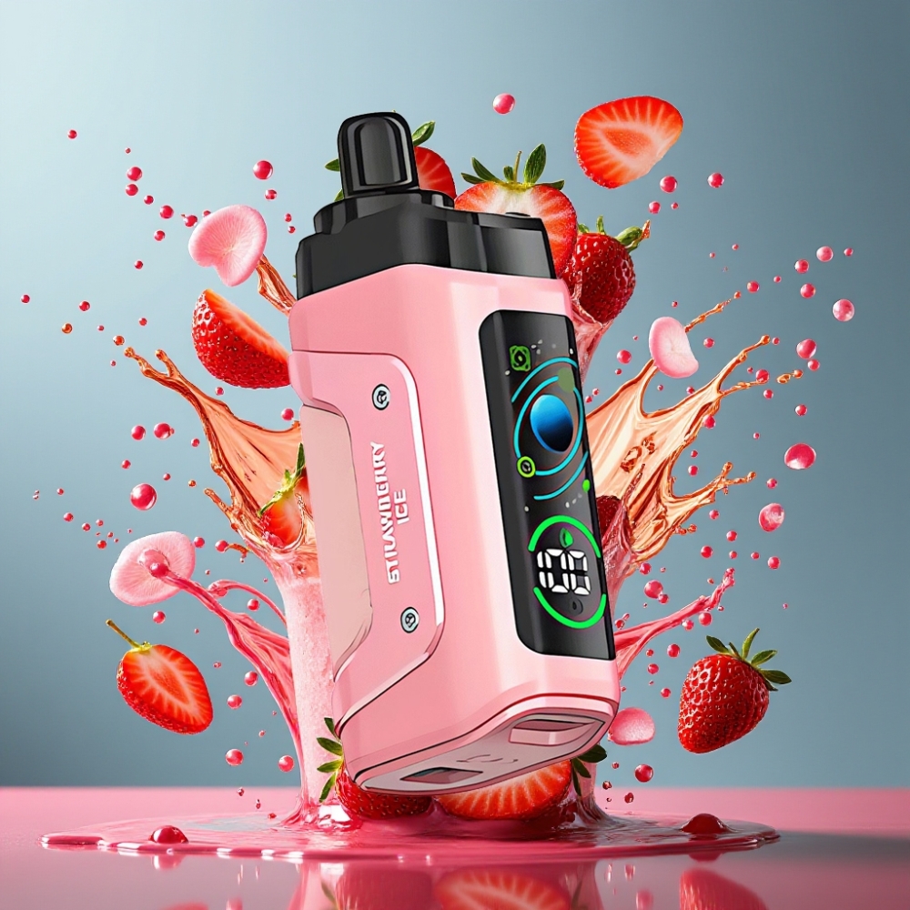 Razz Bar 45000 Puffs Engångsvape Grossister Sverige med 10 Ohm Mesh Coil Justerbar Luftflöde  650 mAh Batteri Jordgubb Is