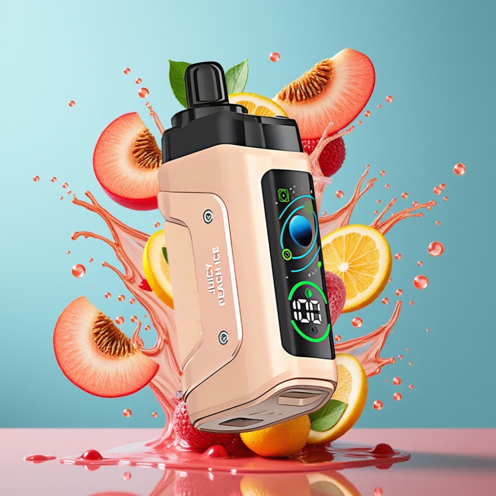 Razz Bar 45000 Puffs Grossister Sverige – Justerbar Luftflöde 10 Ohm Mesh Coil Typ-C Laddbar Saftig persikoglass