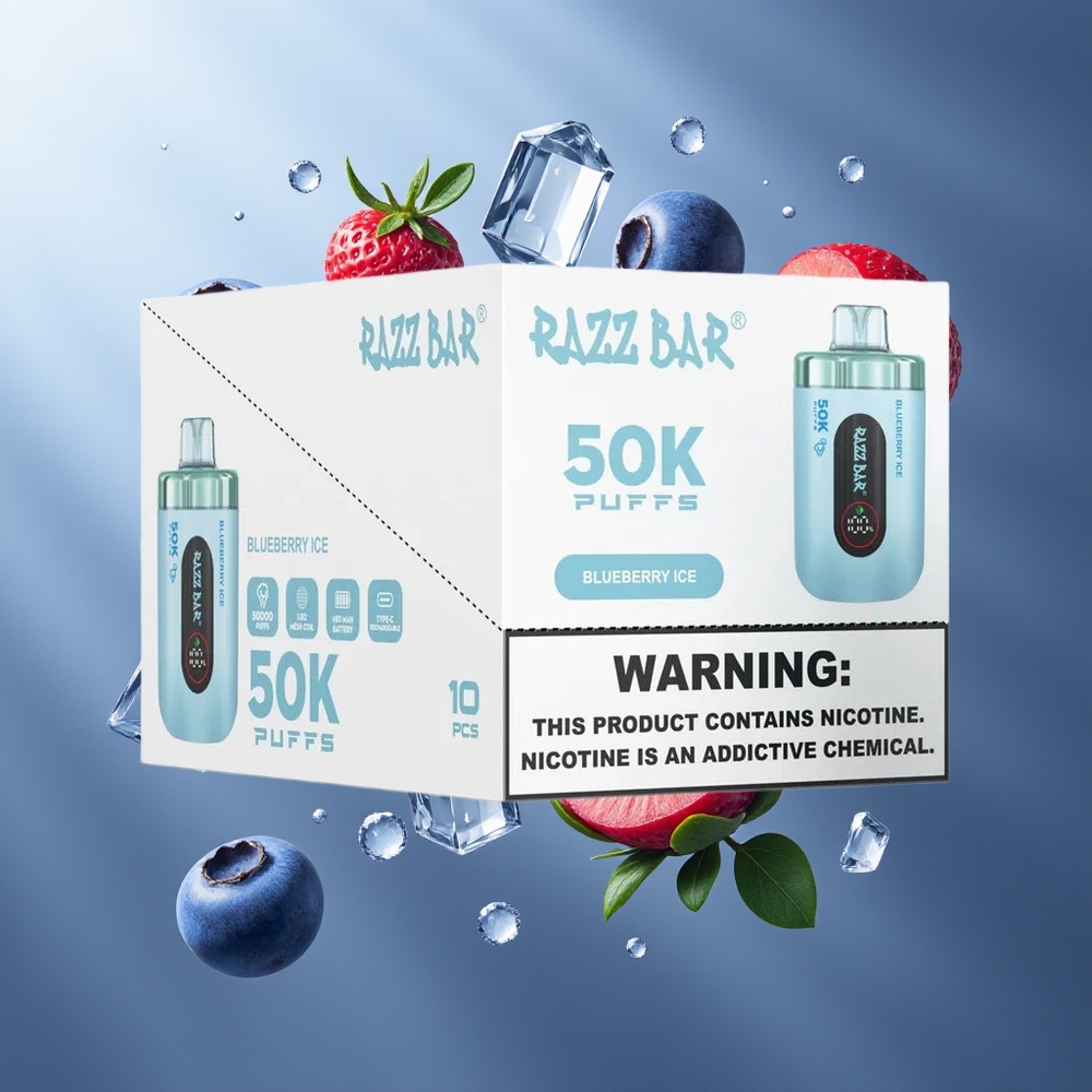 Razz Bar 50K Puffs 10 Ohm Mesh Coil 650 Mah Type-C Rechargeable 2 Nikotin grossister Sverige